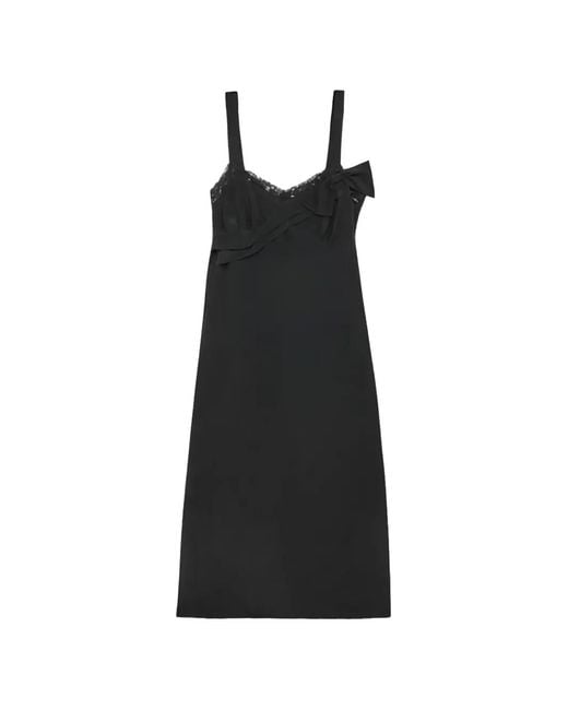 Simone Rocha Black Bow Sash Lace-Detail Midi Dress