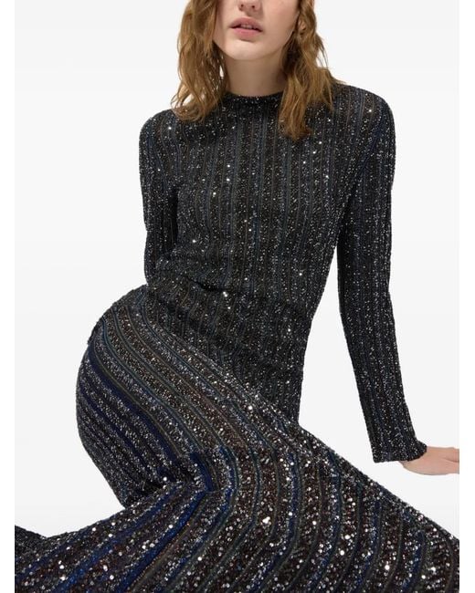 Missoni Black Sequin-Embellished Striped Maxi Dress