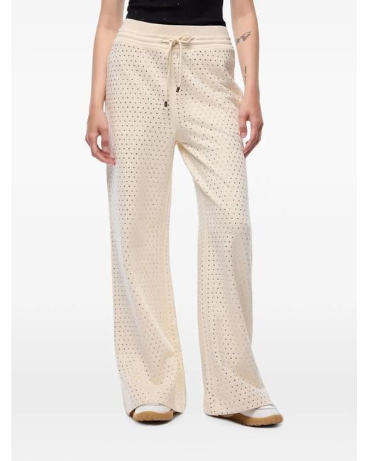 Pinko White Fully Rhinestoned Fleece Trousers