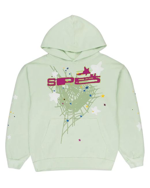 Sp5der Green Graphic-Print "Mint" Hoodie for men