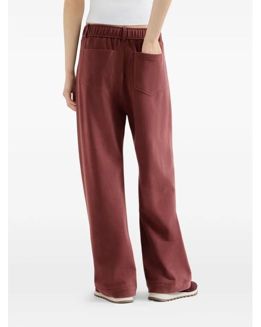 Brunello Cucinelli Red Cotton Smooth French Terry Trousers