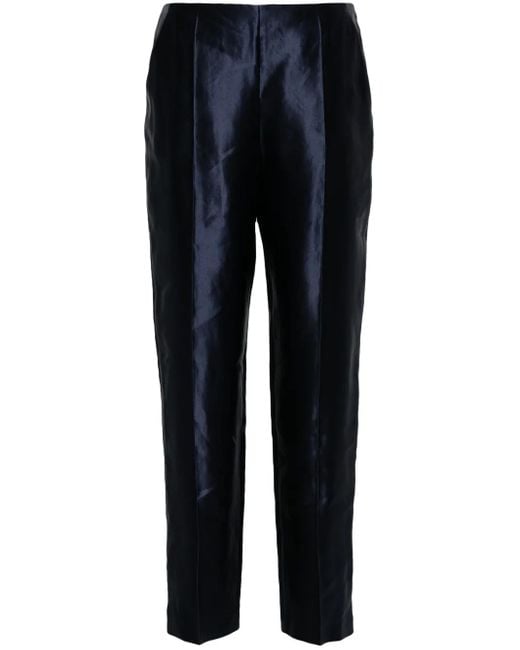 Giorgio Armani Blue Seam-Detail Satin Trousers
