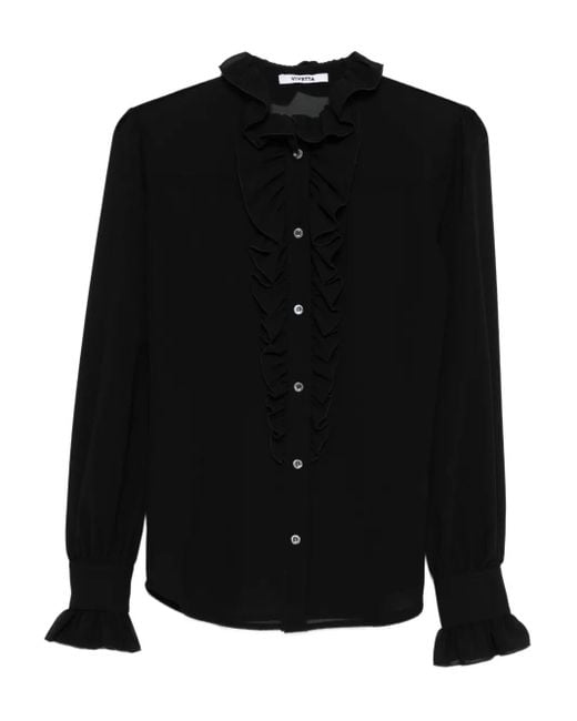 Vivetta Black Ruffled High-Neck Blouse