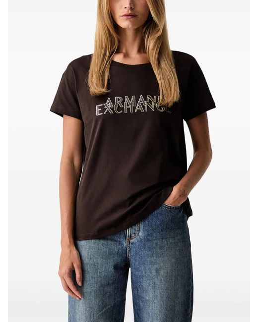 ARMANI EXCHANGE Black Logo-Print T-Shirt