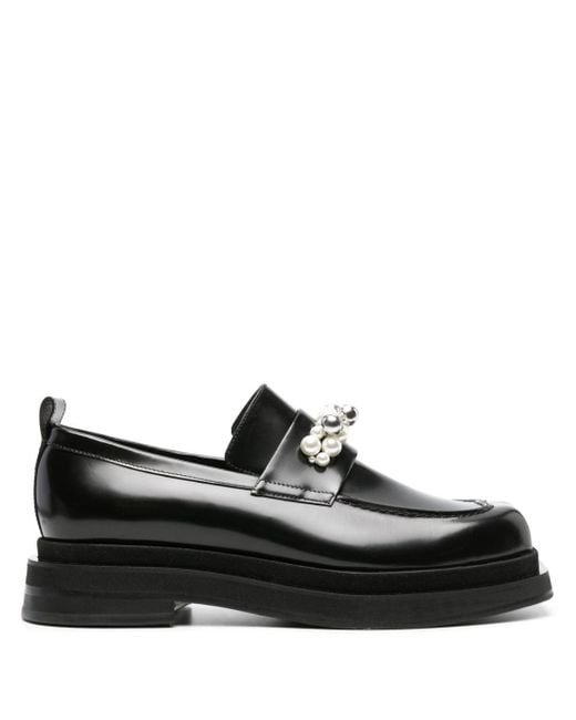 Simone Rocha Black Pearl-detail Leather Loafers for men