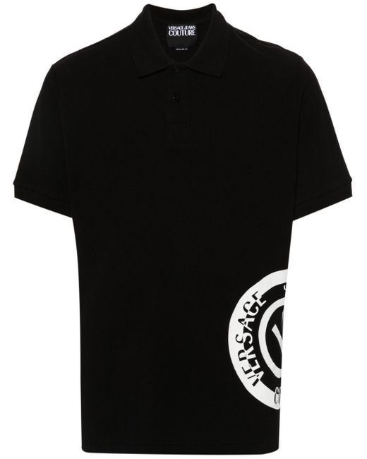 Polo V-Emblem di Versace in Black da Uomo