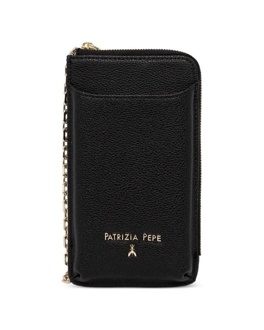 Patrizia Pepe Black Pochette De Téléphone À Bandoulière Chaine