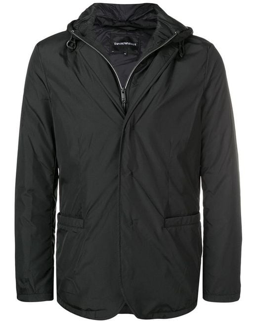 Emporio Armani Black Waterproof Blazer-shaped Jacket for men