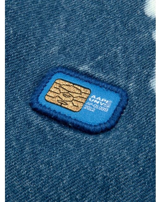 Aape By A Bathing Ape Blue Hooded Bleached Shirt Jacket for men