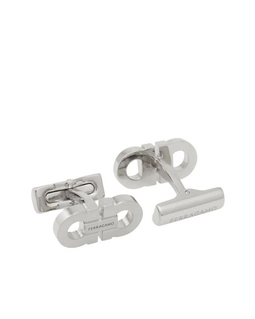 Ferragamo White Double Gancini Cufflinks for men