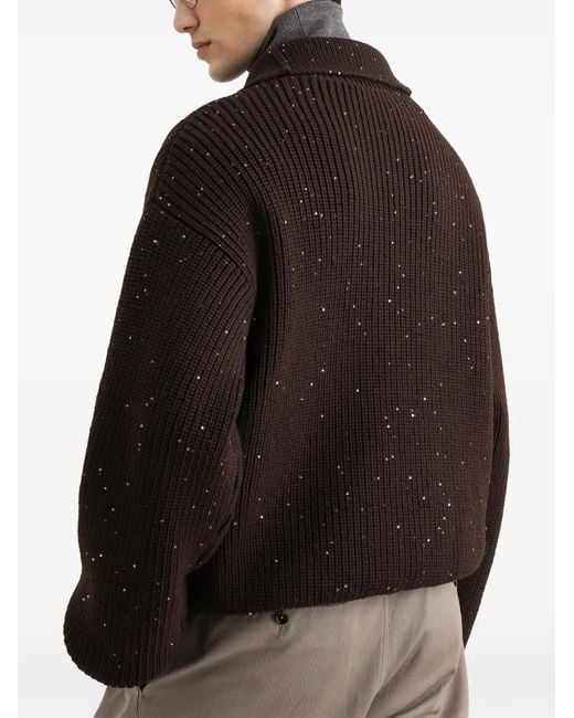 Dolce & Gabbana Black Wool Turtleneck Pullover With Sequins for men