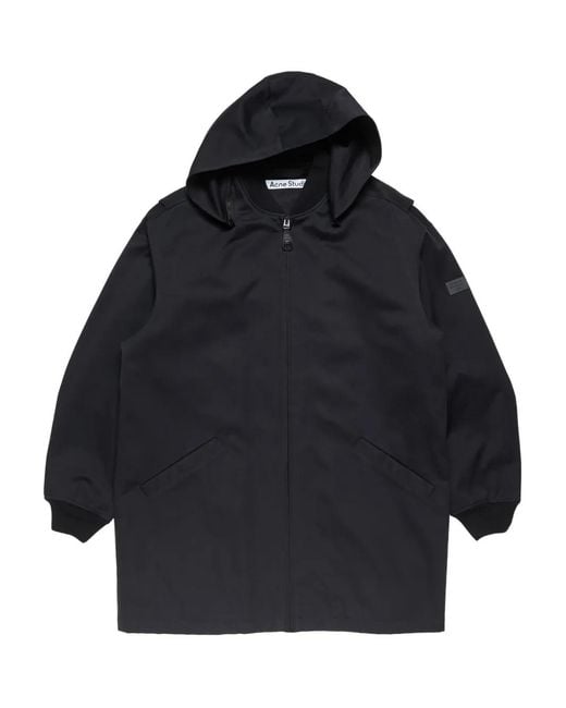Acne Blue Zip-Up Hooded Coat for men