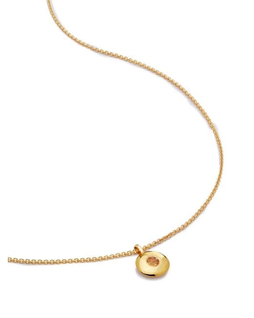 Monica Vinader Metallic 18Kt Recycled Vermeil Birthstone Citrine Pendant Necklace