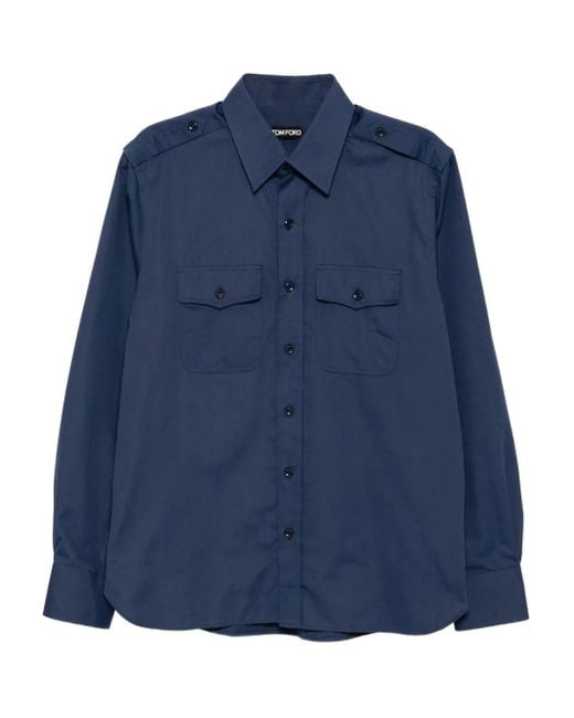 メンズ Tom Ford ミリタリー シャツ Blue