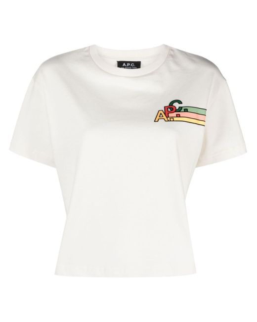A.P.C. Katoenen T-shirt Met Geborduurd Logo in het White