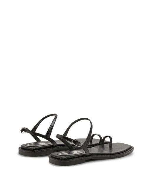 DIESEL Black D-Amber Logo-Detail Flat Sandals