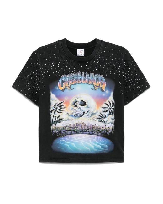 Tシャツ・カットソー CASABLANCA La Premonition Hotfix Printed T-Shirt Faded Black CASABLANCA La Premonition Hotfix Printed T-Shirt Faded Black