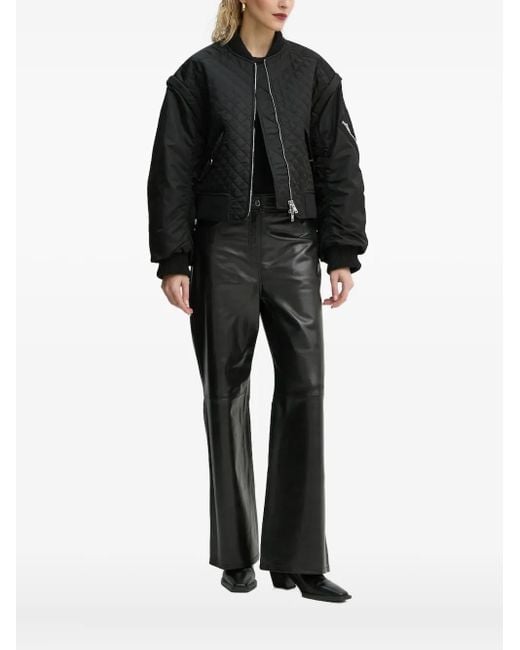 Stand Studio Black Diamond-Quilted Bomber Jacket