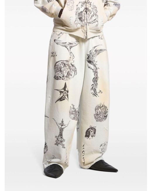 Balenciaga White Sweatpants With Prints for men