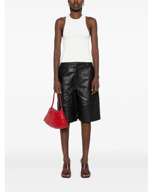 Frankie Shop Gray Olivia Panelled Leather Shorts