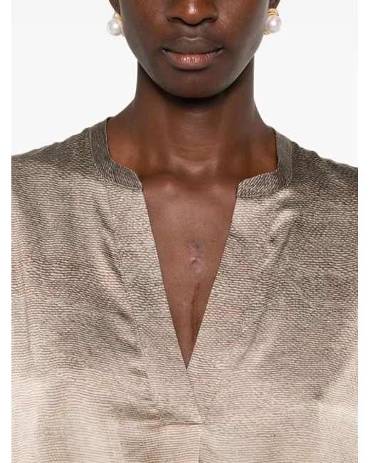 Pierre Louis Mascia Natural Adastrgum Landscape-Print Silk Top