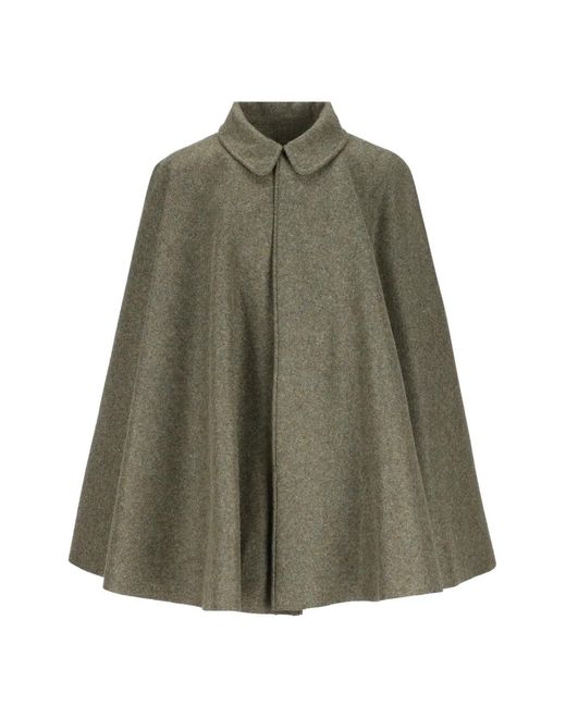 Il tabarro Green Single-Breasted Virgin-Wool Cape