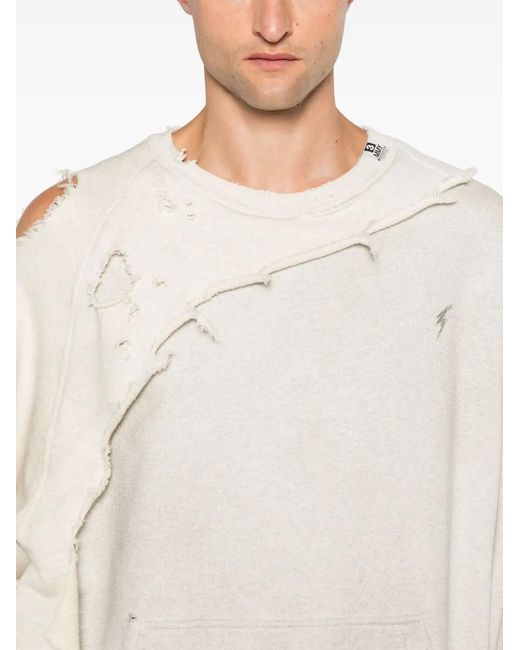 Maison Mihara Yasuhiro White Distressed-Effect Sweatshirt for men