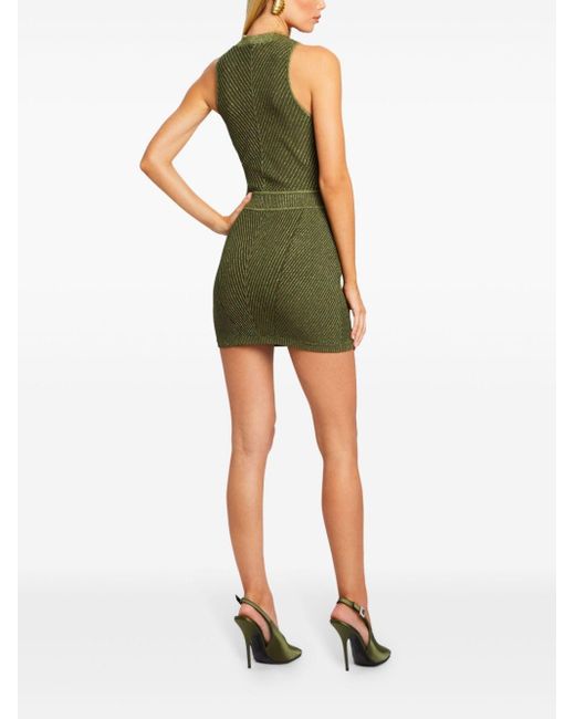 Vestido corto de canalé Ellison retroféte de color Green