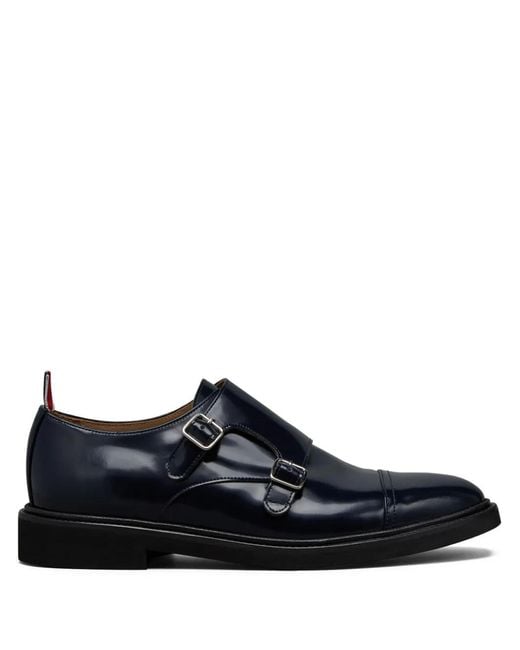 Thom Browne Black Soft Spazzolato Oxford Double Monkstrap Shoes for men