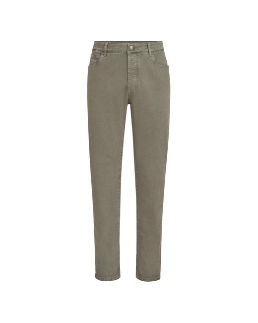 Brunello Cucinelli Gray Garment-Dyed Comfort Lightweight Denim Traditional Fit Five-Pocket Trousers for men
