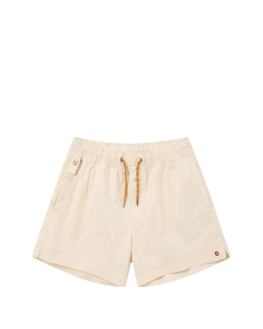 Amundsen Natural Drawstring-Waistband Logo-Patch Shorts for men