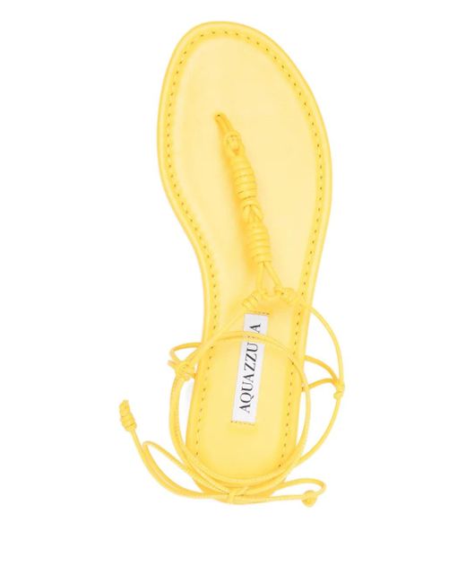 Aquazzura Metallic Oaxaca Knotted Leather Flat Sandals