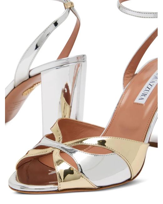 Aquazzura Metallic 85Mm Moves Leather Ankle-Strap Sandals