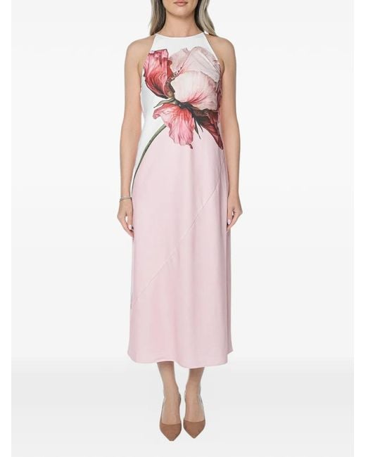 Ted Baker Pink Lowela Floral-Print Halter-Neck Dress