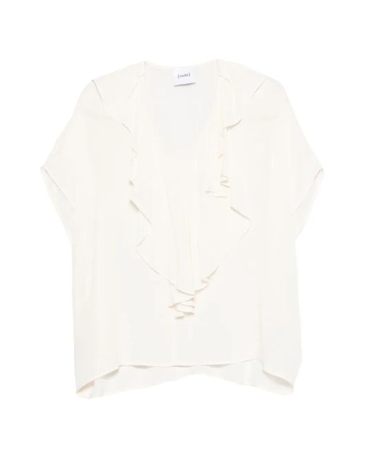 Nude White Ruffled Blouse
