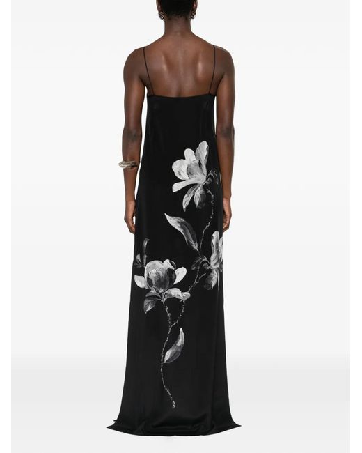 Ermanno Scervino Black Floral Silk Maxi Dress