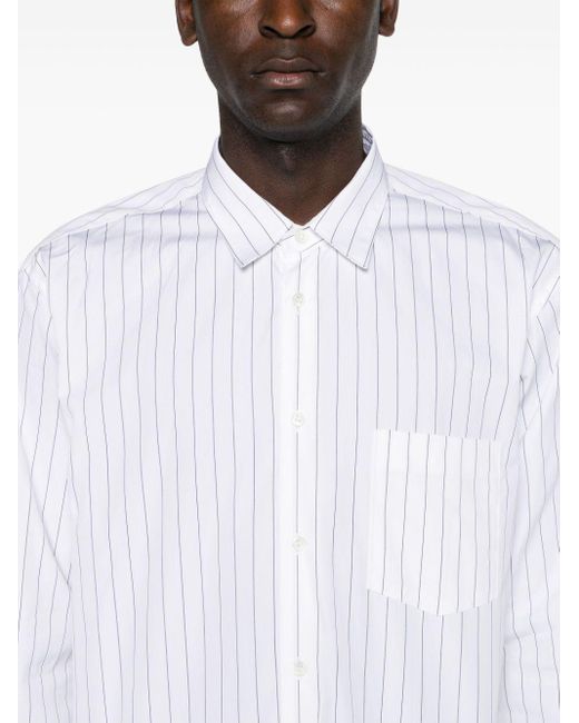 Camisa a rayas diplomáticas Comme des Garçons de hombre de color White