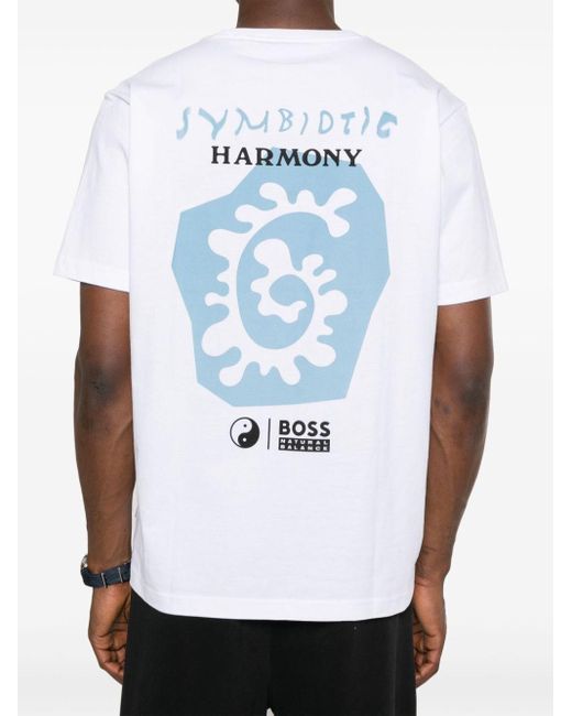 Boss White Logo-print Cotton T-shirt for men