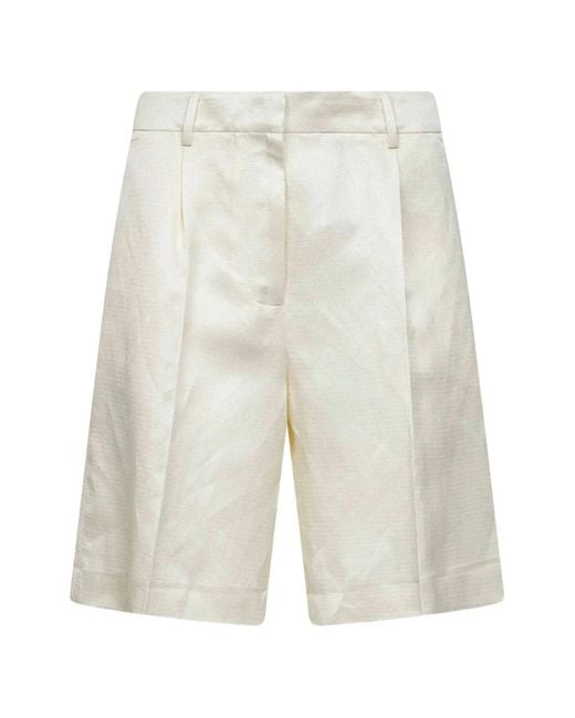 PT Torino White Pleated Tailored Shorts