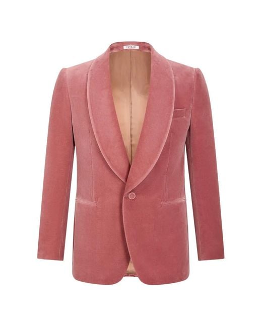 Fursac Pink Shawl-Lapel Velvet Blazer for men
