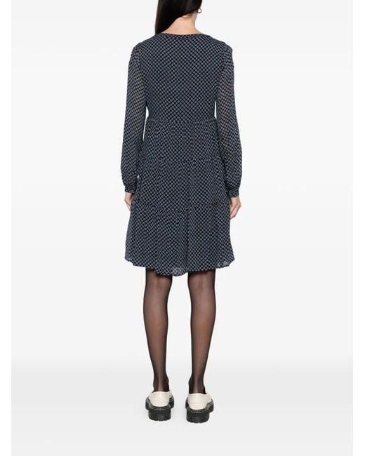 Marc O' Polo Blue Button Geometric Mini Dress
