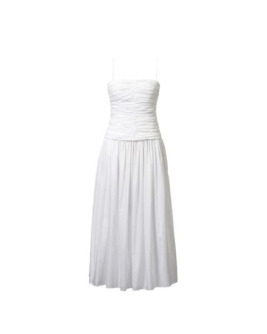 TOVE White Amina Ruched Midi Dress