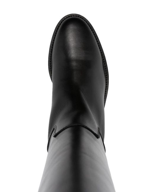 Via Roma 15 Buckle-detail Leather Knee-high Boots in Black | Lyst
