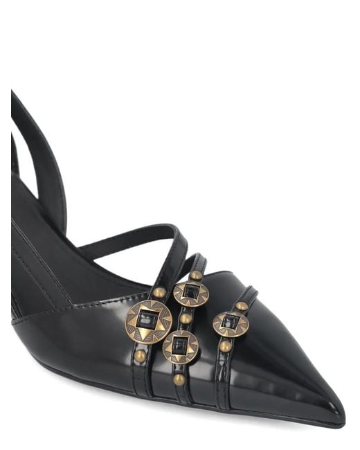 Pinko Black Pumps With Straps And Jewel Studs