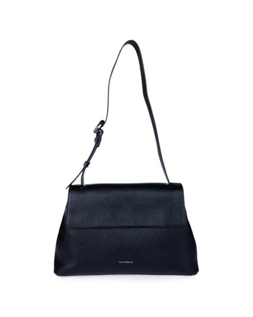 Coccinelle Blue Fern Pebbled-Leather Shoulder Bag