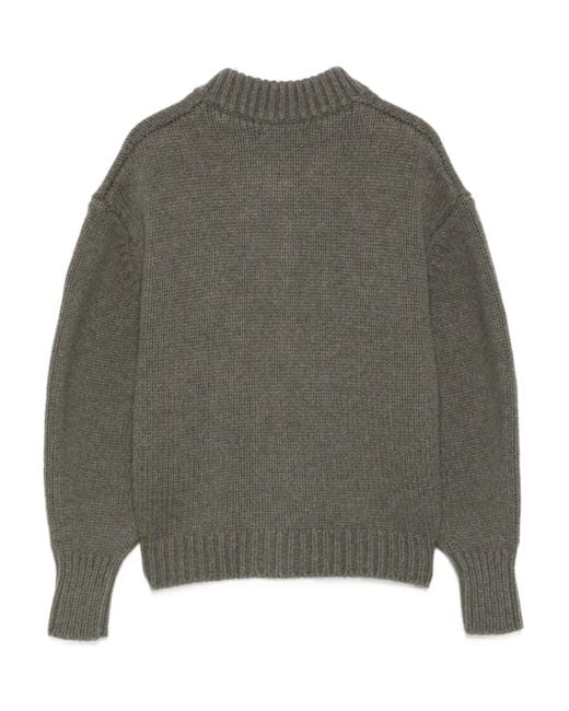 Soeur Gray Button-Front Balloon-Sleeve Cardigan