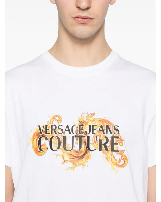 Versace Jeans Couture White Print-Detail T-Shirt for men