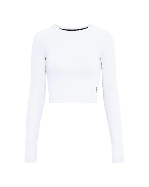 On Shoes White T-Shirt Crop Studio À Manches Lgues