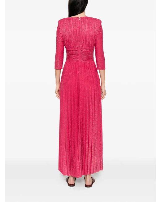 Liu Jo Pink Long Pleated Lurex Dress