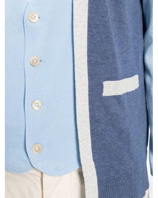 Private Stock Blue The Harold Colour-Block Cardigan for men